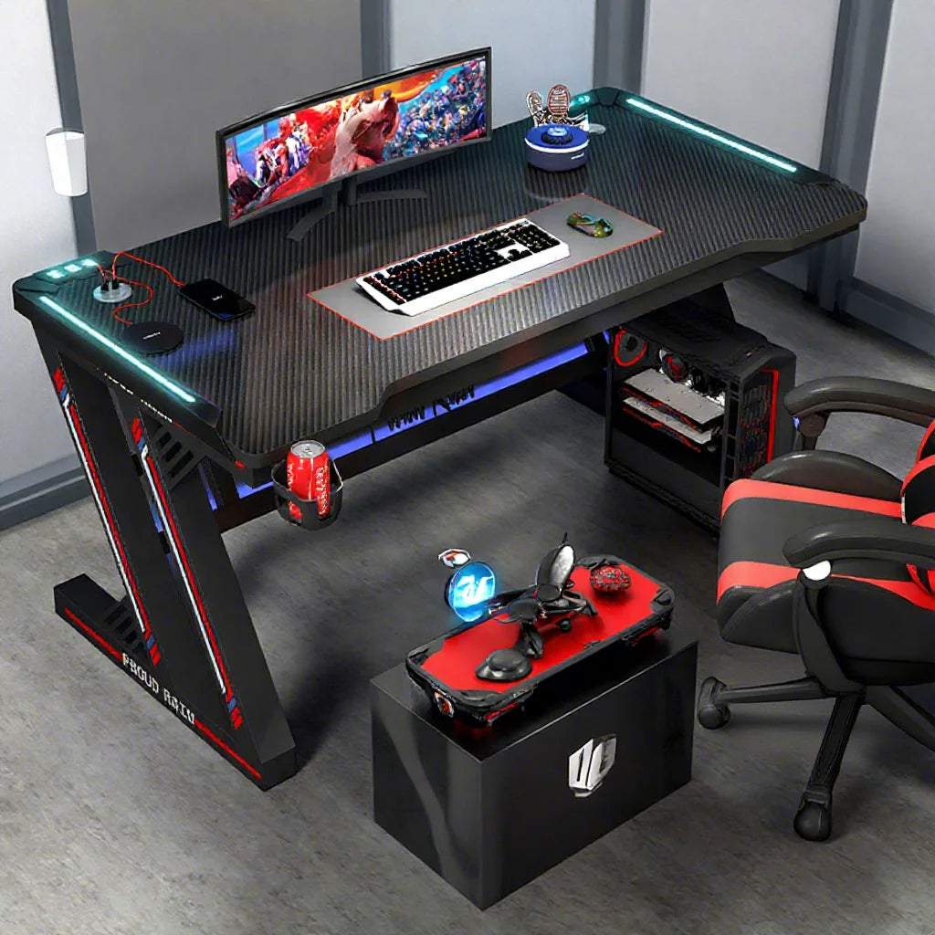 Carbon Fiber Internet Celebrity Home Office Desk Study Desk Desktop Computer Game Two Person E-sports Table and Chair Set