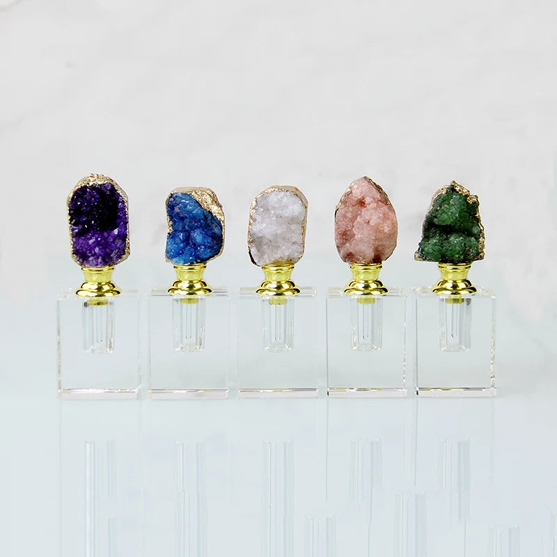 3ML Fancy Natural Agate Crystal Stone Lid Empty Essential Oil Bottles Crystal Perfume Oud Oi Bottle