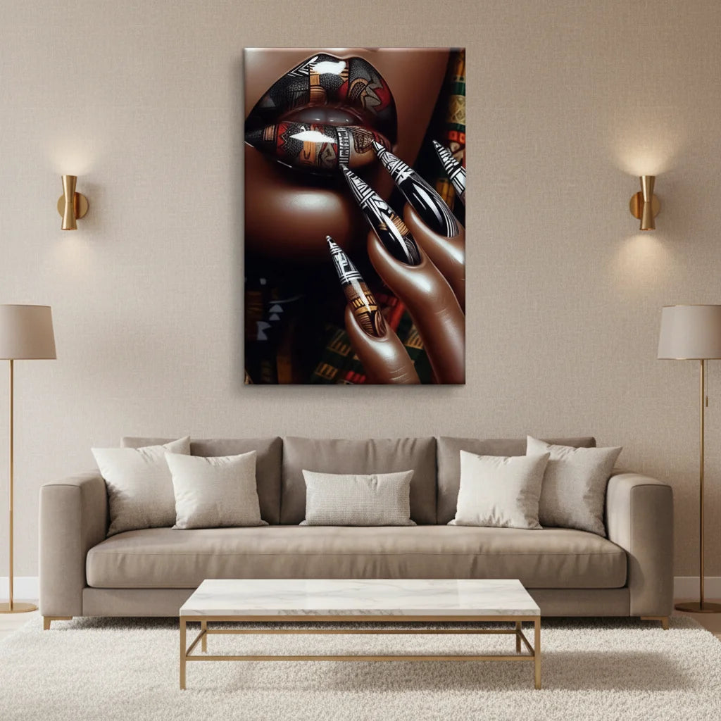 Wholesale Black Girl with Beautiful Nail Canvas Printed Painting Wall Art Wall Home Decor