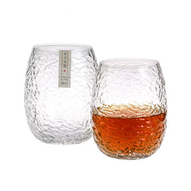 Breaking Butterfly Design Japan EDO Crystal Transparent Old Fashioned Whisky Glass 370ml Japandi Style Exquisite Wooden Gift Box