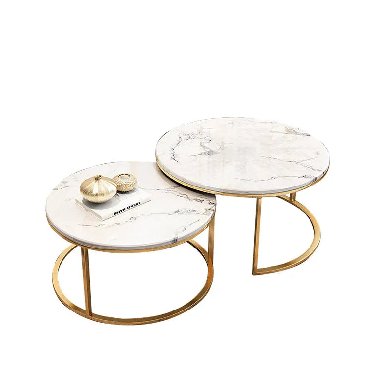 Modern Luxury Golden Nordic Glass Marble Finish Convertible Coffee Table for Living Room Dining Home Office ZEHAO