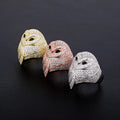 Fashion Jewelry Hiphop Jewelry  Iced Out CZ Owl Ring Cute18k Gold Plated Animal Owl Shape Rings for Man and Women