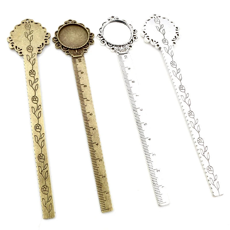 20mm Ruler Bookmark Base Tray Cabochon Base Blanks Settings and Glass Cabochon Cameo DIY Jewelry Making Accessories