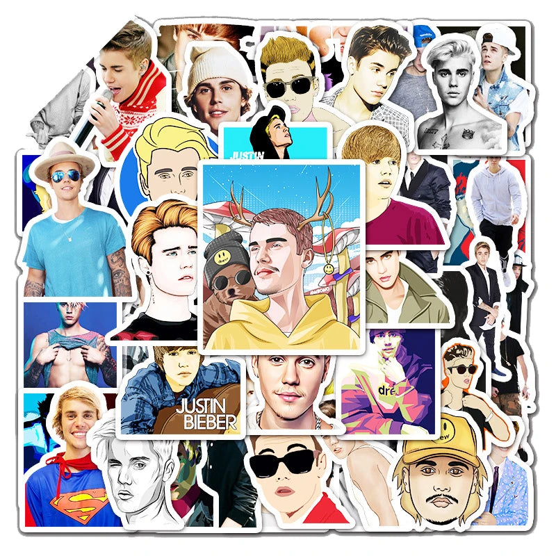 51Pcs Idol Singer Justin Bieber Vinyl Graffiti Stickers for Laptop Skateboard Bottle Wall Paper Drew House Sticker