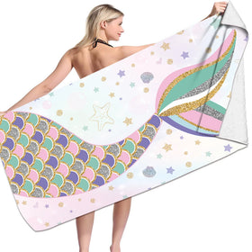 Cheap Price Wholesale Best Quality Custom Mermaid Plush Women Use Microfiber Beach Towel