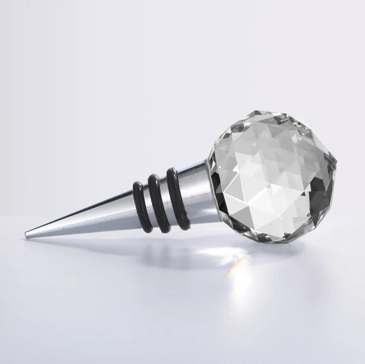 Faceted Crystal Ball Glass Wine Bottle Stopper MH-QT0461