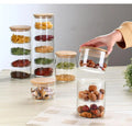 Multilayer Three-layer Borosilicate Glass Storage Jar Overlay Borosilicate Glass Storage Jar with Bamboop Lid