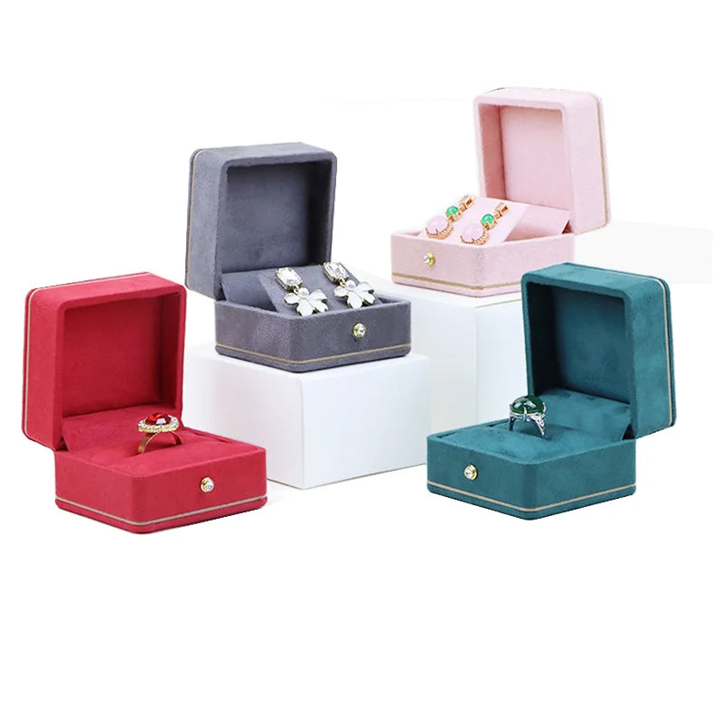 Luxury Velvet OEM Jewelry Package Box Cover Plastic Ring Earring Necklace Bracelet Pendant Foam Lining Service Wholesale Custom