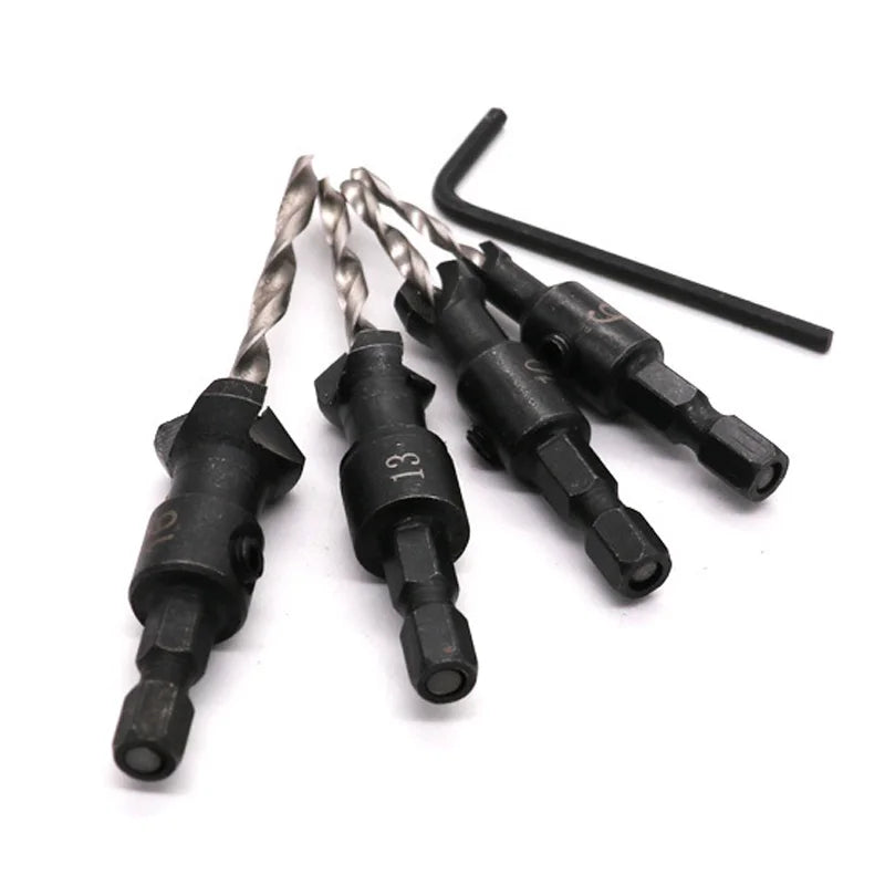 Hex Shank 3 Flute HSS Countersink Drill Bit Carpentry Drill Set Drilling Pilot Wood Screw Holes Opening Bit Woodworking Tools