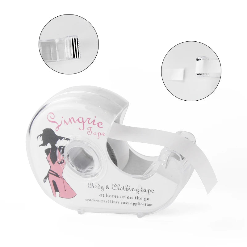 Transparent Fashion 3/5m Double Sided Clear Adhesive Tape with Dispenser for Underwear Accessories Clothes and Lingerie
