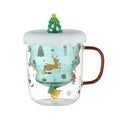 Bulk Nordic Unique Double Wall Cat Christmas Tree Glass Tea Coffee Mugs Kids Cute Glass Milk Juice Cups with Handle