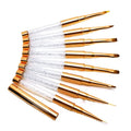 Hot Style Rose Gold Metal Handle Custom Logo Acrylic Nail Art Brush Sets Gel Flat Oval Head Shape Flower Printing Liner Hair
