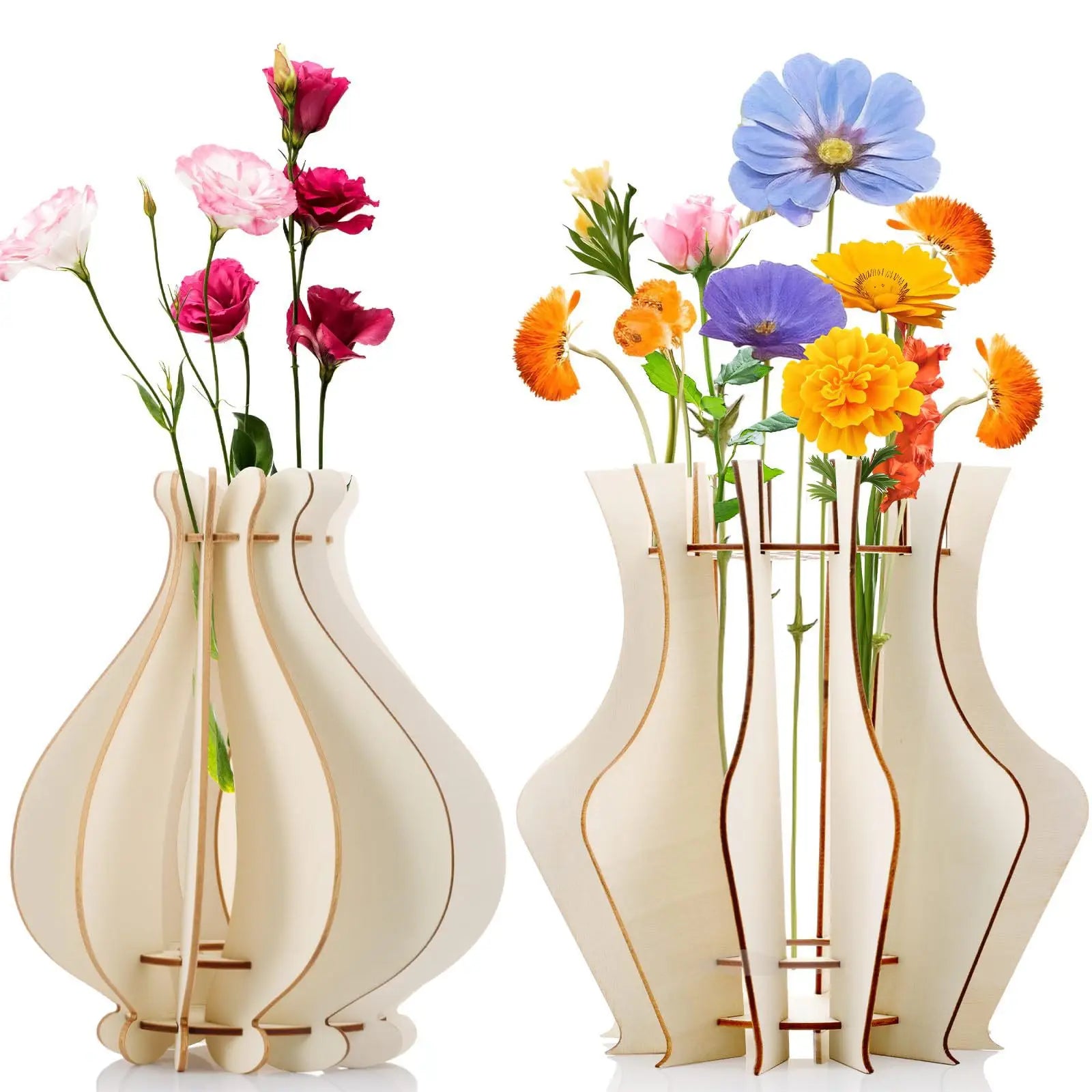 Tailai Wholesale Wooden Flower Vase and Bouquet Display Stand Floral Decorations for Office Desk Ornaments
