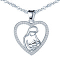 Heart Pendant Necklaces 925 Sterling Silver Mother and Daughter Necklace