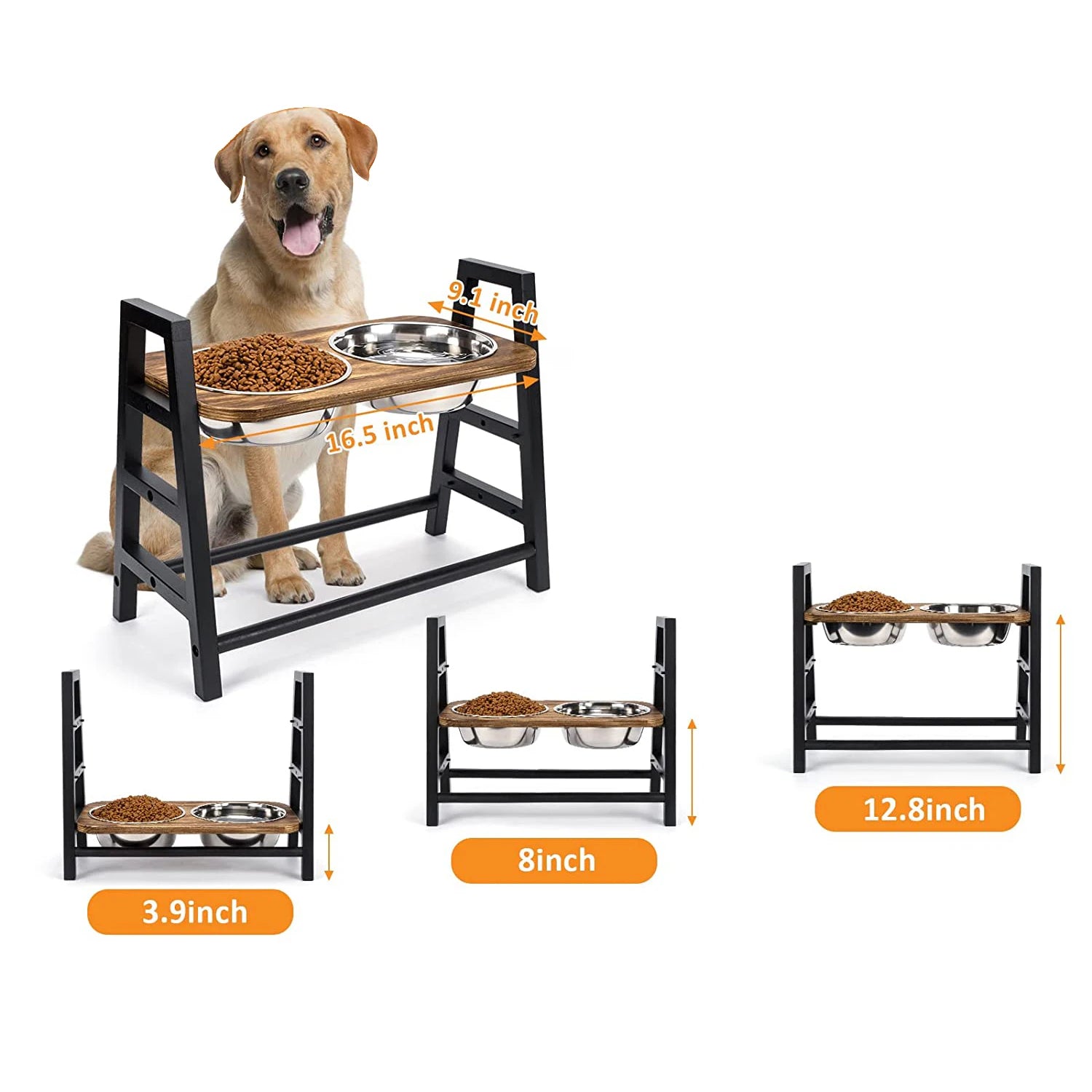 ZMaker Wholesale Custom New Designer Double Dog Bowls Adjustable Height Elevated Dog Bowls