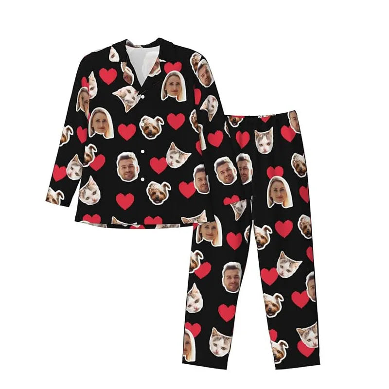 Print on Demand Custom Men's Pajamas Set  Long Sleeve Trousers 2 Piece Home Lounge Wear Night Wear for Men