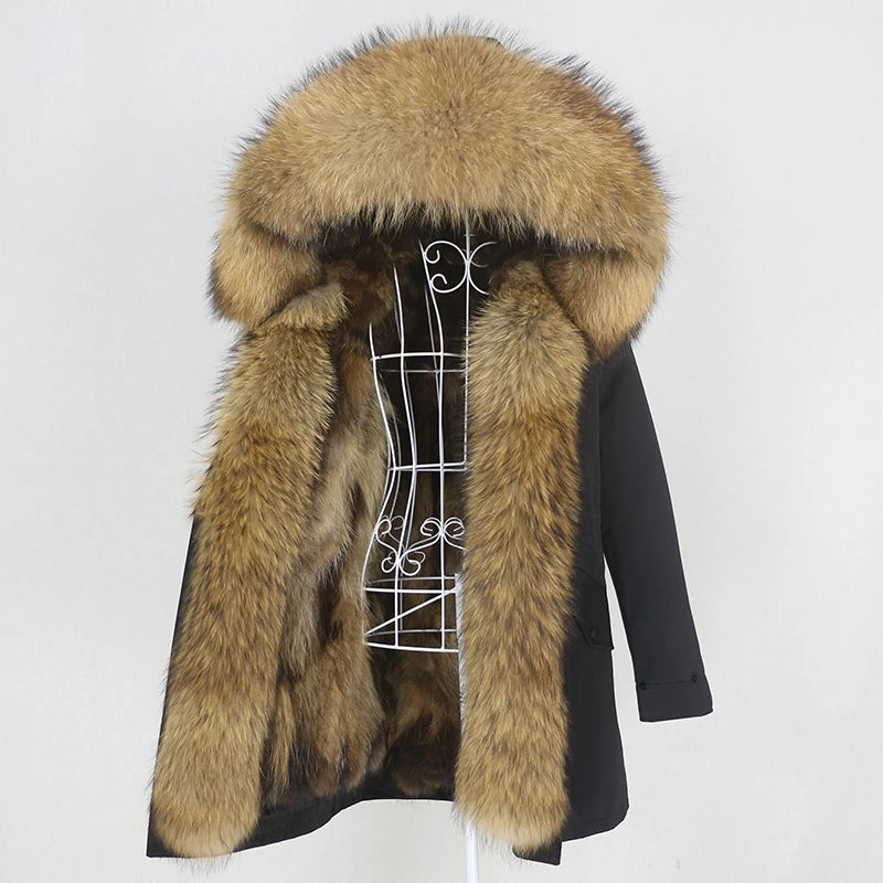 OFTBUY Waterproof Real Fox Fur Coat Long Parka Winter Jacket Women Natural Raccoon Fur Collar Outerwear Streetwear Detachable