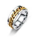 Ins Fashion Stainless Steel Finger Rings Men Personalized Gold Plated Rotatable Chain Bottle Opener Rings Women Punk Jewelry