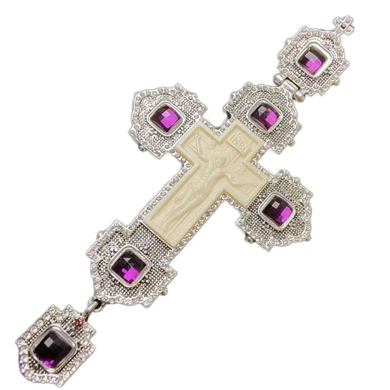 Creative Development Silver Plated Orthodox Design Greek  Pectoral Cross for Church Anniversary Prayer's Gift