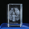 Small Bridge New Design Wholesale Religious Holy Family Souvenir Glass Cubes 3d Laser Engraved Crystal Cube with Safty Gift Box