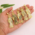 Big 18k Gold Plated CZ Micro Santeria Holy Death Amulet Pendant Crystal Paved Our Lady of the Holy Death Santa Muerte Pendants