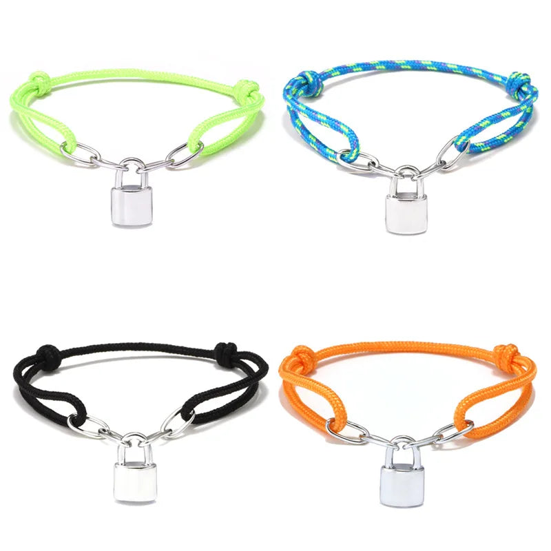 Classic Fashion Braided Rope Bracelet Lock Popular Element Couple Bracelets for Men and Women Charm Jewelry Gifts