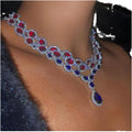 HOVANCI 4 Luxury Jewelry Inlaid Diamond Gemstone Water Drop Necklace Gold Plated Water Drop Crystal Rhinestone Necklace