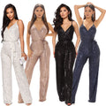 Fashion Shiny Jumpsuits Women 2023  Plus Size Sexy One Piece Sleeveless Clothing Sets