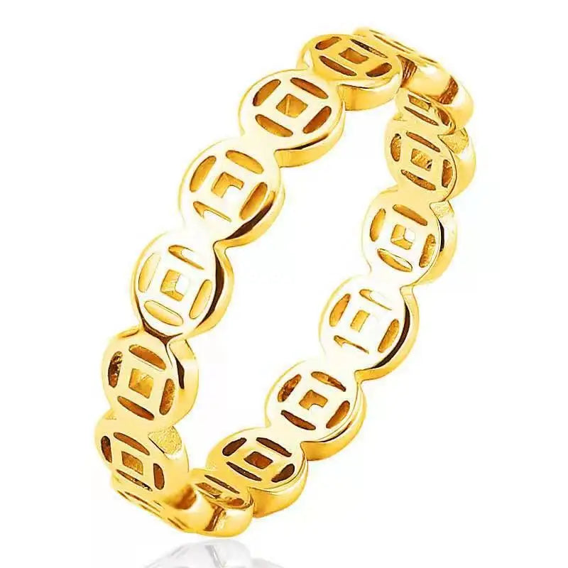Titanium Steel Wedding Ring Engagement Couple Ring Jewelry 18k Gold Ring