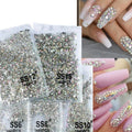 SS3-SS20 1440pcs Clear Crystal AB Gold 3D Non HotFix FlatBack Nail Art Rhinestones Decorations Shoes and Dancing Decoration