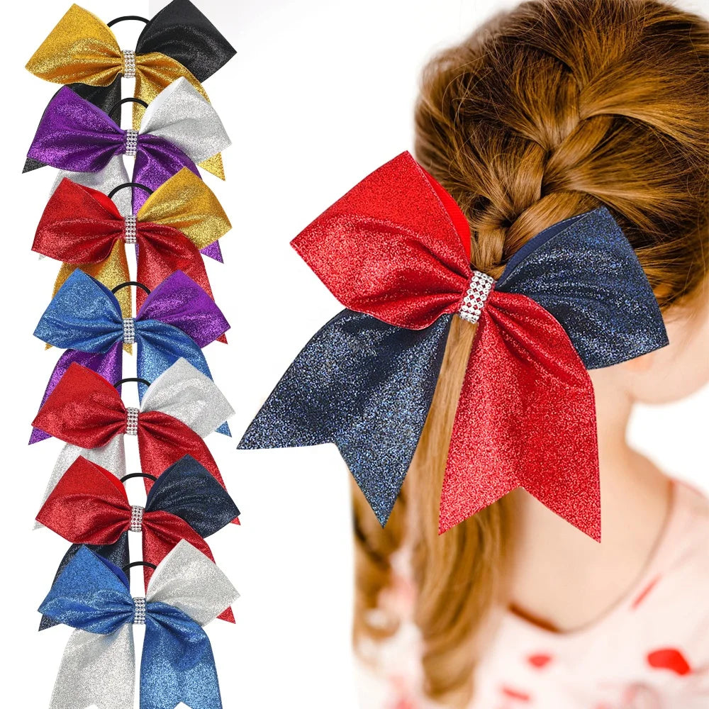 OKAY 8Inch Gold and Sliver Onion Bright Silk Big Swallowtail Hair Bows Accessories for Children and Adolescents