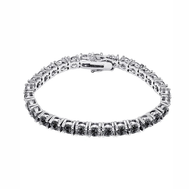 SGARIT Customisable Tennis Bracelet Bangle 24K 22K 18K 14K 10K 9K White Gold Plated for Men Women VVS Black Moissanite for Gifts