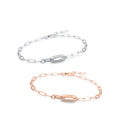 Daidan Rose Gold Bracelets Women Sterling Silver Paper Clip Link Chain Rectangular Paper Clip Bracelets
