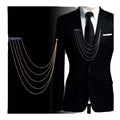 Garment Suit Ornament Embellished Brooches Men Coat Collar Vintage Crystal Rhinestone Long Chain Lapel Pin Brooch