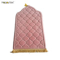 Wholesale Turkey Thick Plain Pink Velvet Blank Flannel Embossed Padded Islam Muslim Prayer Mat Muslim Pilgrimage Blanket Prayer