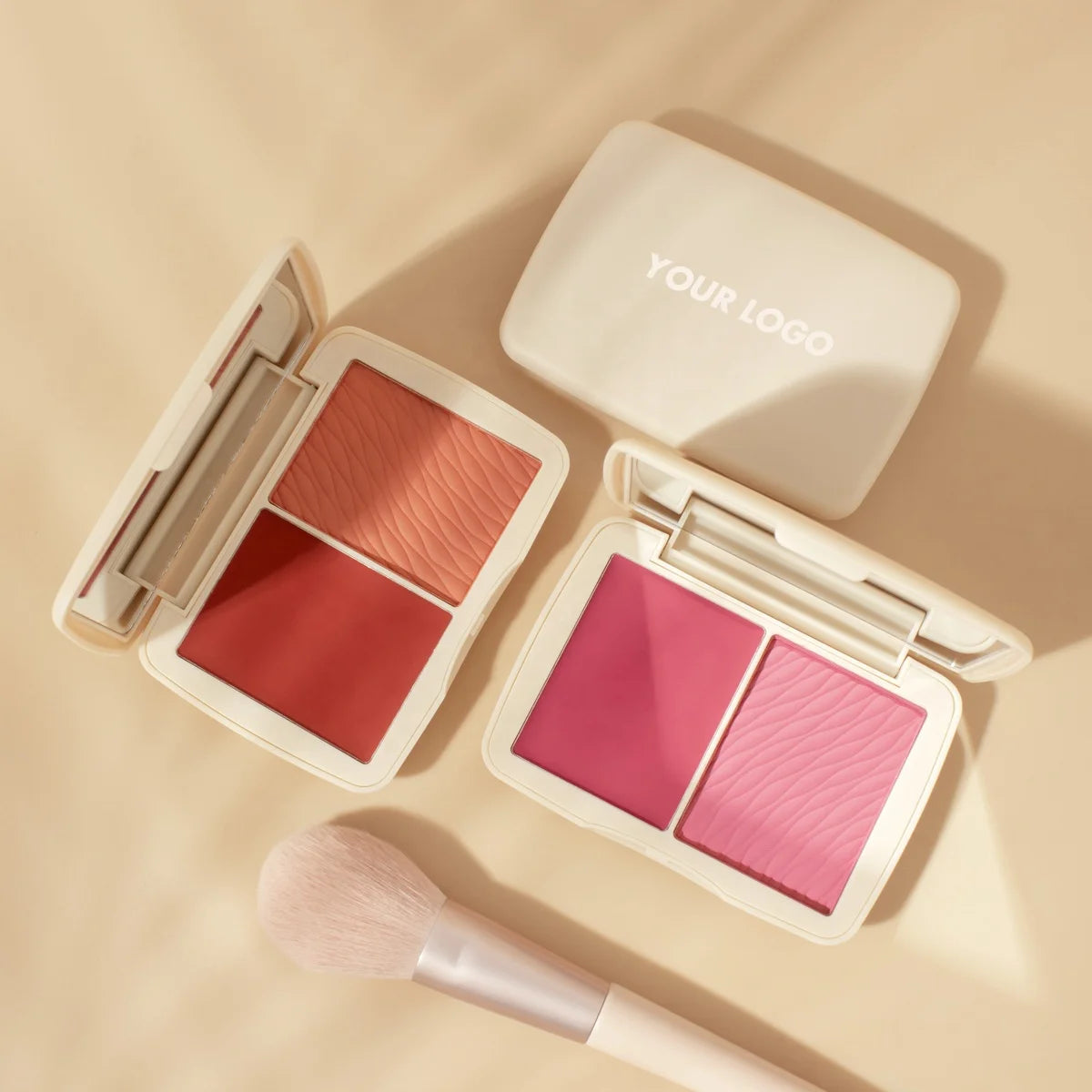 Custom Waterproof 2 Texture Blush and Highlighter Palette Private Label Cheek Tint Oem Makeup Cosmetic Powder and Cream Blush