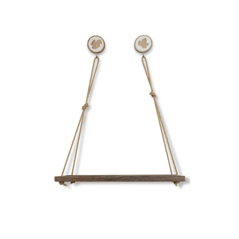 Wood Hanging Shelf Plant Hanger Wood Rings Hung With Natural Cotton Macrame Cord Planter Wood Shelf
