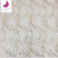 Luxury Wave Gold Sequin Laces Beaded French Tulle Lace Fabric for Evening Dress HY2104-1