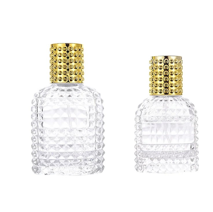Hot Sale Pineapple Shaped 30ml 50ml 100ml Grid Independent Flat Glass Perfume Bottles Pump Sprayer Screen Printed Reed Diffuser