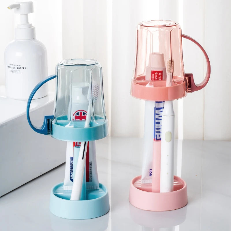 Hot Sale Creative Eco-Friendly Modern Plastic Toothbrush & Toothpaste Holder for Bathroom Supplies Dorm Hotel Use for Students