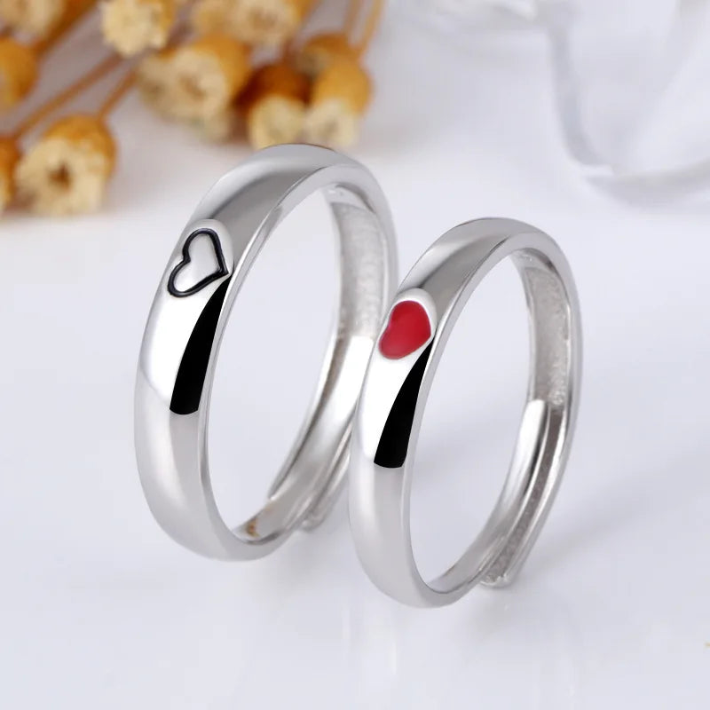BASQUESUN Factory Wholesale Custom New love Couple Niche Design Copper Corrosion Red Heart Simple Temperament Couple Ring
