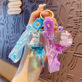Cartoon Lollipop Unicorn Boba Floaty Water Key Charms Keychain Liquid UV Printing Plastic