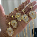 Summer Beach Series Titanium Steel 26 Letter Necklace 18K Gold-plated Color-Preserving Sweater Chain