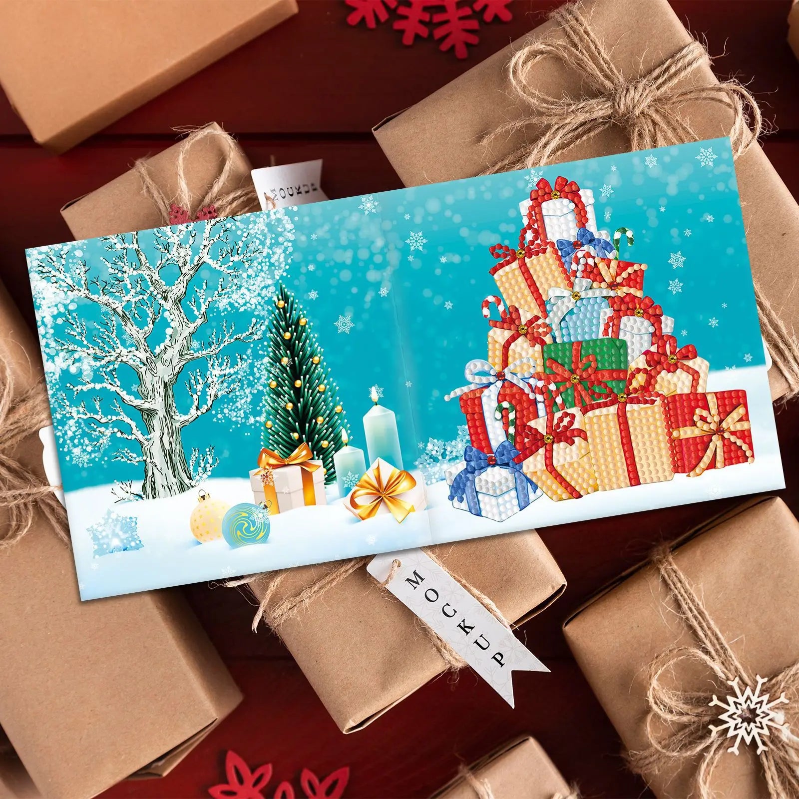 LS DIY 5D Christmas Blessing Diamond Painting Classic Style Greeting Card with 6pcs 8pcs 12pcs Set Printed Paper Holiday Gift