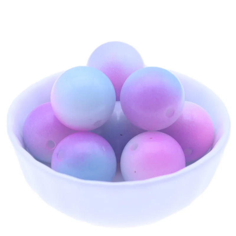 20MM Mixed Color Chunky Plastic Round Matte Frosted Ombre Acrylic Beads Wholesale for Necklace & Bracelet