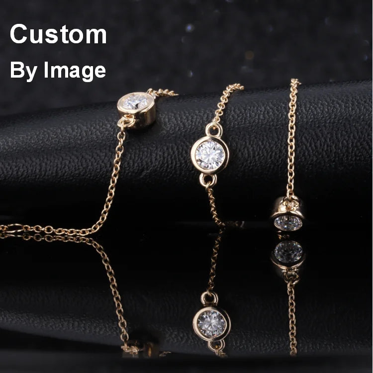 Starsgem Foot Jewelry 9K 10K 14K 18K Solid Gold Lab Grown Diamond Anklets MegaBDM