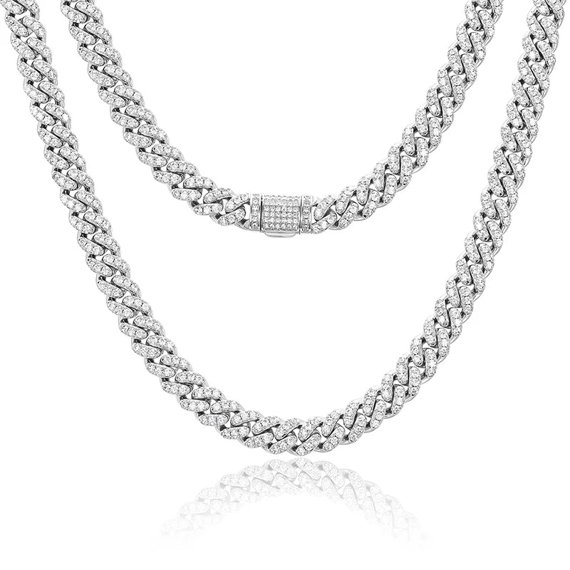 Drop Shipping 8mm 925 Sterling Silver Moissanite Cuban Link Chain Necklace Cadenas Cubanas Cuban Chain
