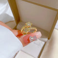 Fashion Gold Plated Micro Paved Cubic Zircon Star Shape Open Rings Girls Jewelry Full Diamond Star Band Rings for Women