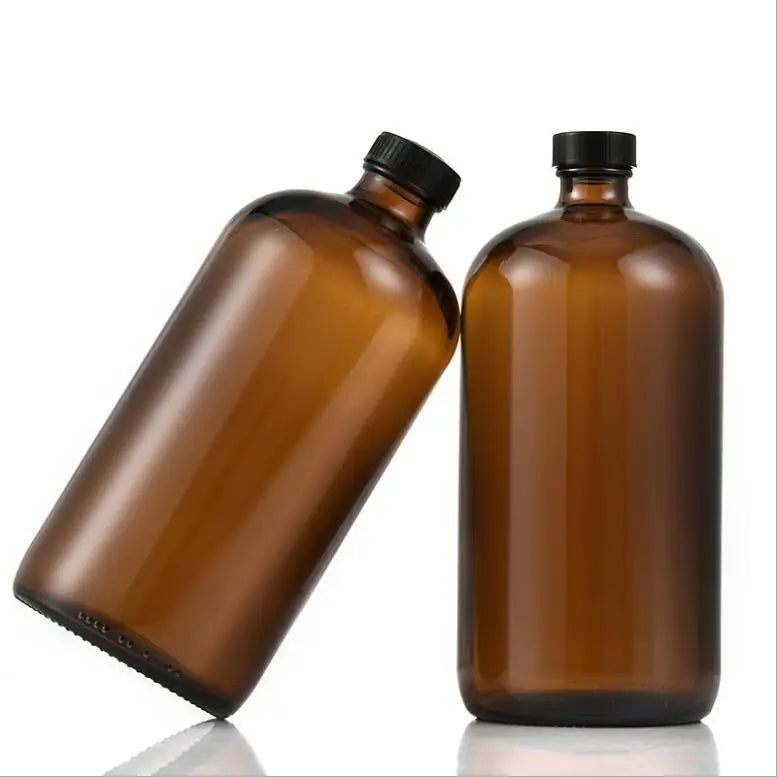 Wholesale 1000ML 30OZ Amber Boston Glass Bottle with Lid
