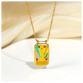 Powell Trendy 18K Gold Vacuum Plated Stainless Steel Rounded Rectangular Pendant Necklace Link Jewelry Component Production